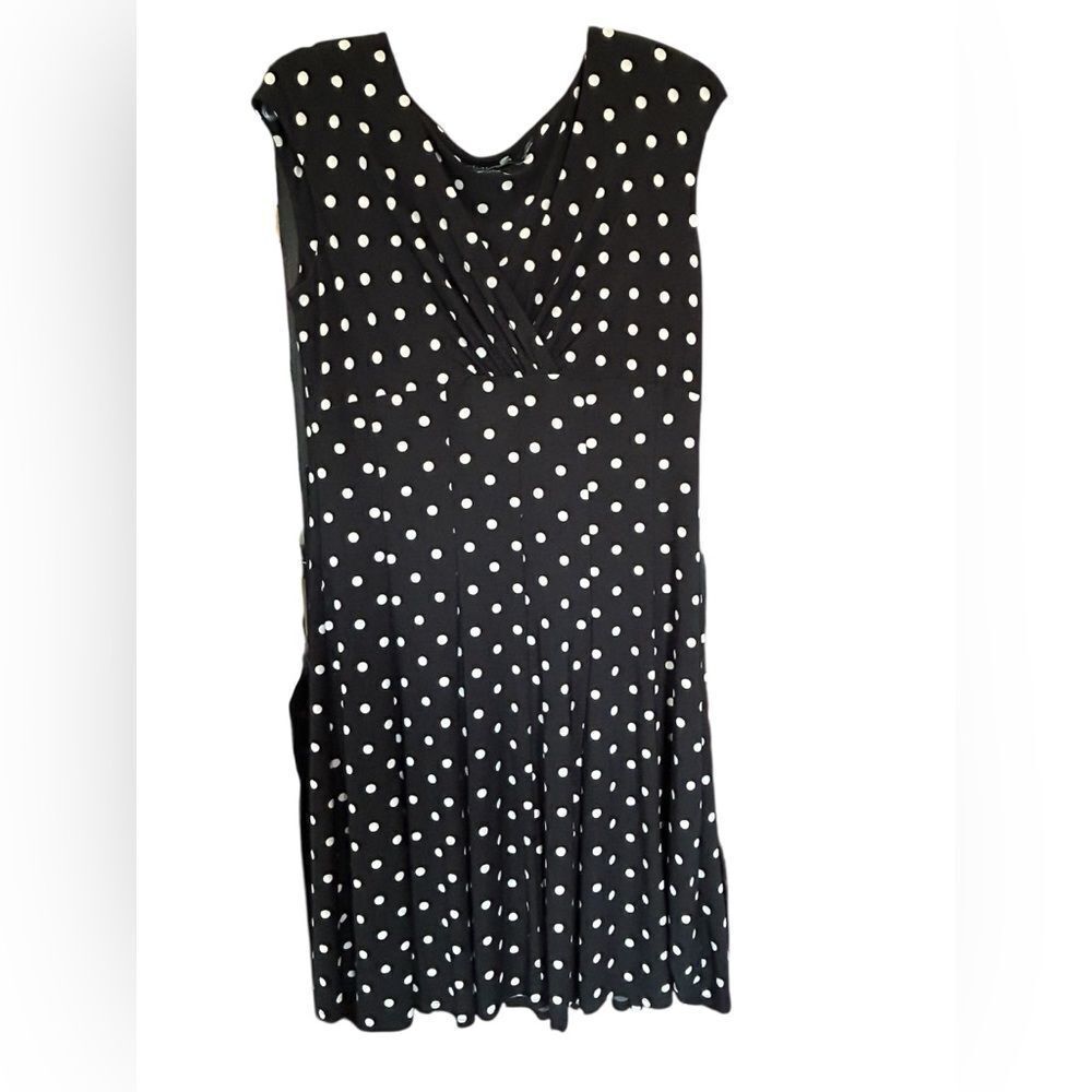 Lauren Ralph Lauren Polka Dot Empire Waist Pleated sleeveless Y2K Dress Sz 12